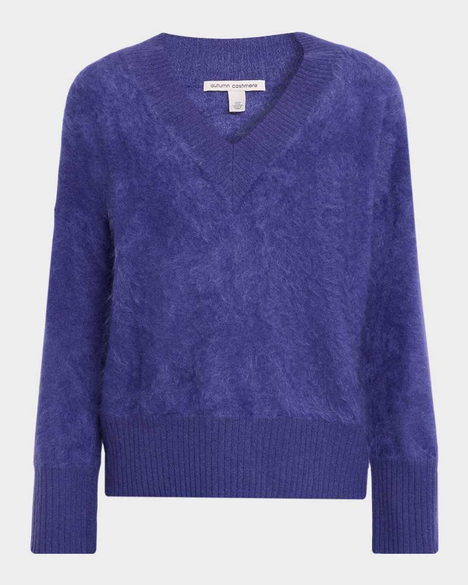 Boxy V-Neck Brushed Cashmere Sweater
